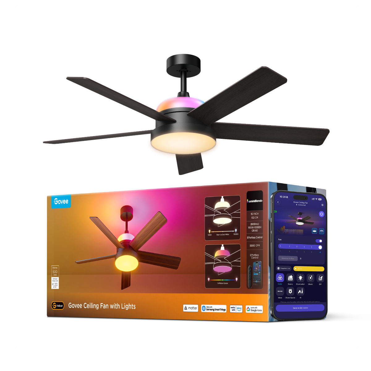 GOVEE CEILING FAN WITH LIGHTS
