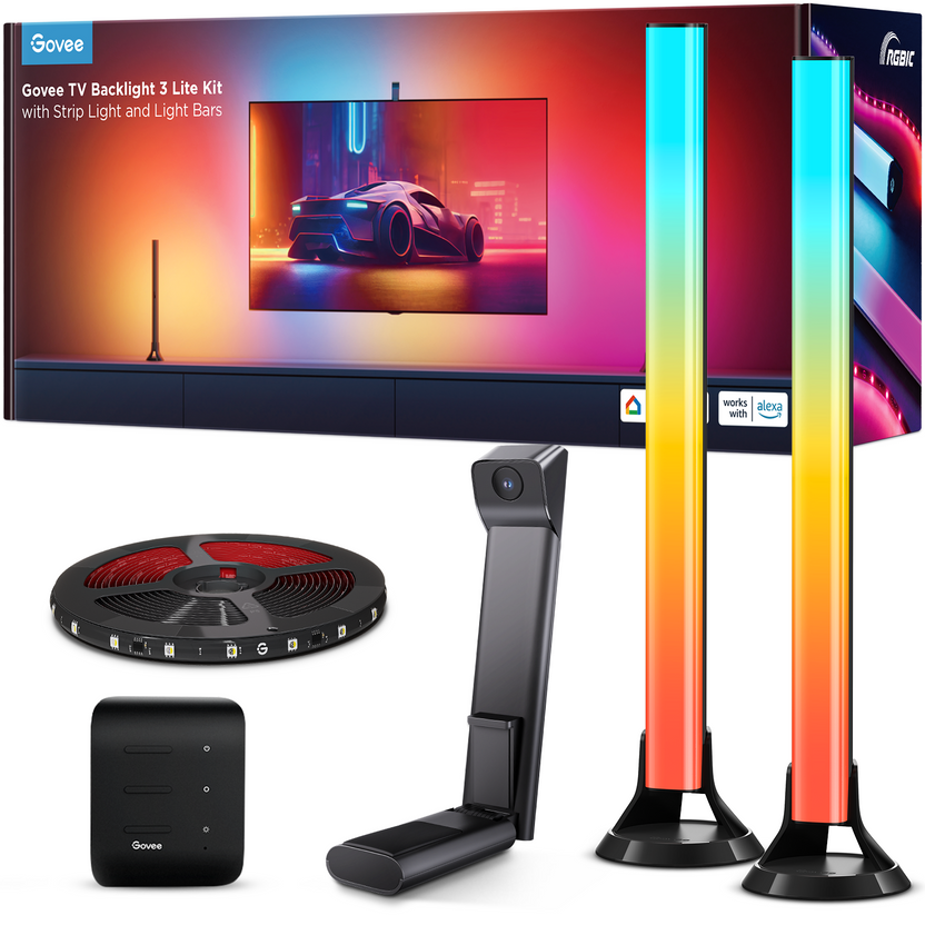 GOVEE TV BACKLIGHT 3 LITE KIT WITH STRIPLIGHT AND LIGHT BAR